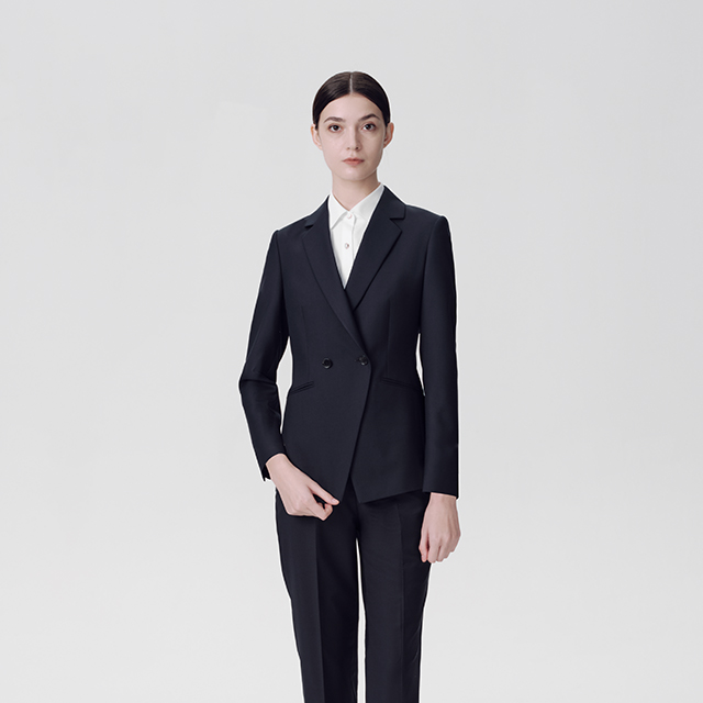 藏蓝色女士羊毛西装两件套-株式会社蘭-青云系列-服装定制