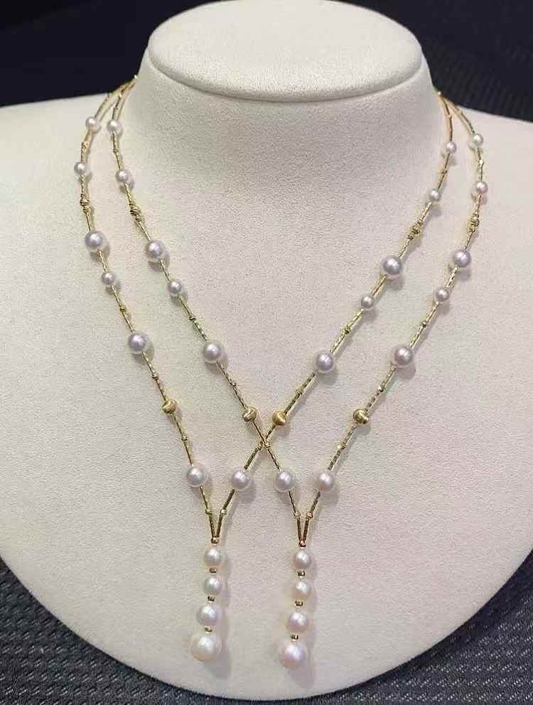 RAN珠宝18K金akoya海水珍珠项链法式少女元气狙击