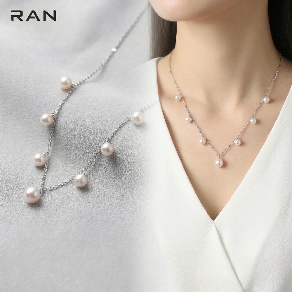 RAN珠宝铂金pt900akoya海水珍珠项链