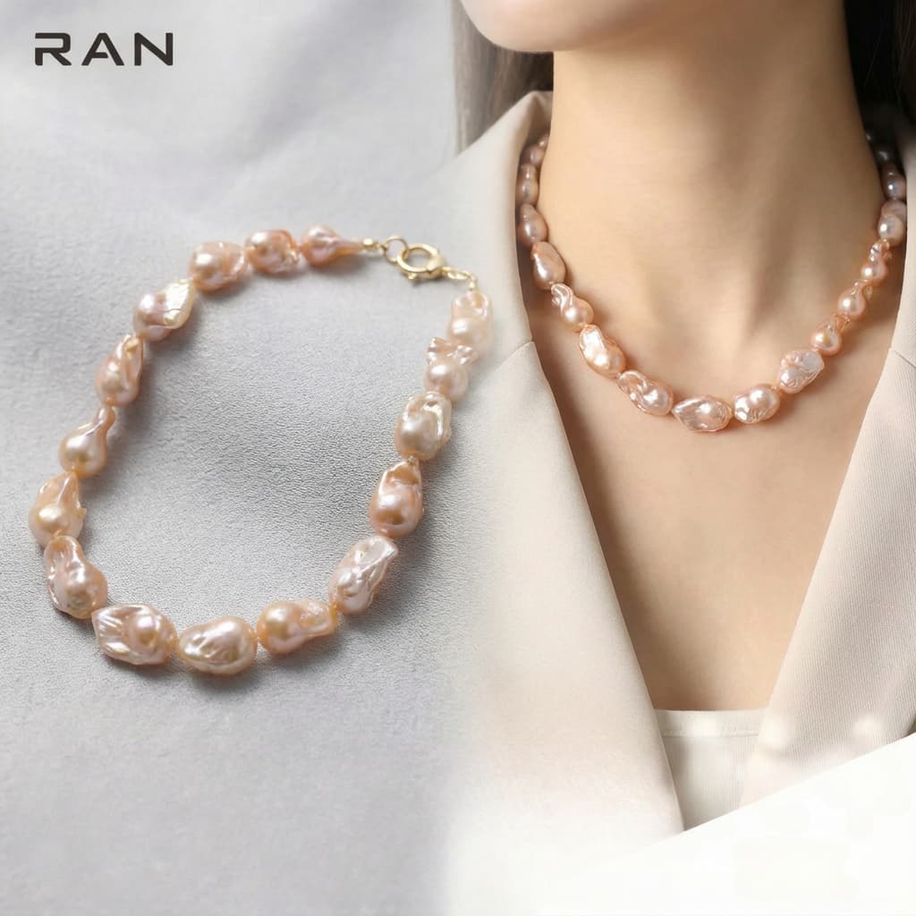 RAN珠宝巴洛克珍珠项链｜复古粉橘调美到失语✨