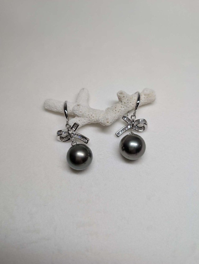 RAN珠宝 蝴蝶结大溪地黑珍珠耳钩✨贵气又温柔